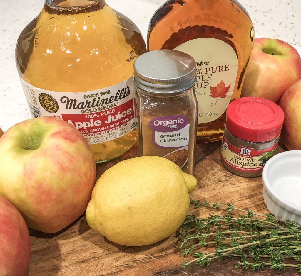 Ingredient shot of items needed to make apple crisp recipe