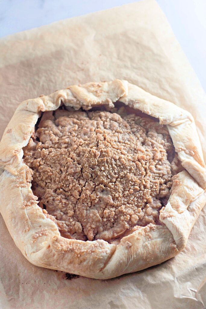 Apple Crumb Galette with toppings