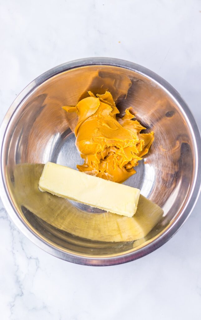 Butter and peanut butter in a bowl