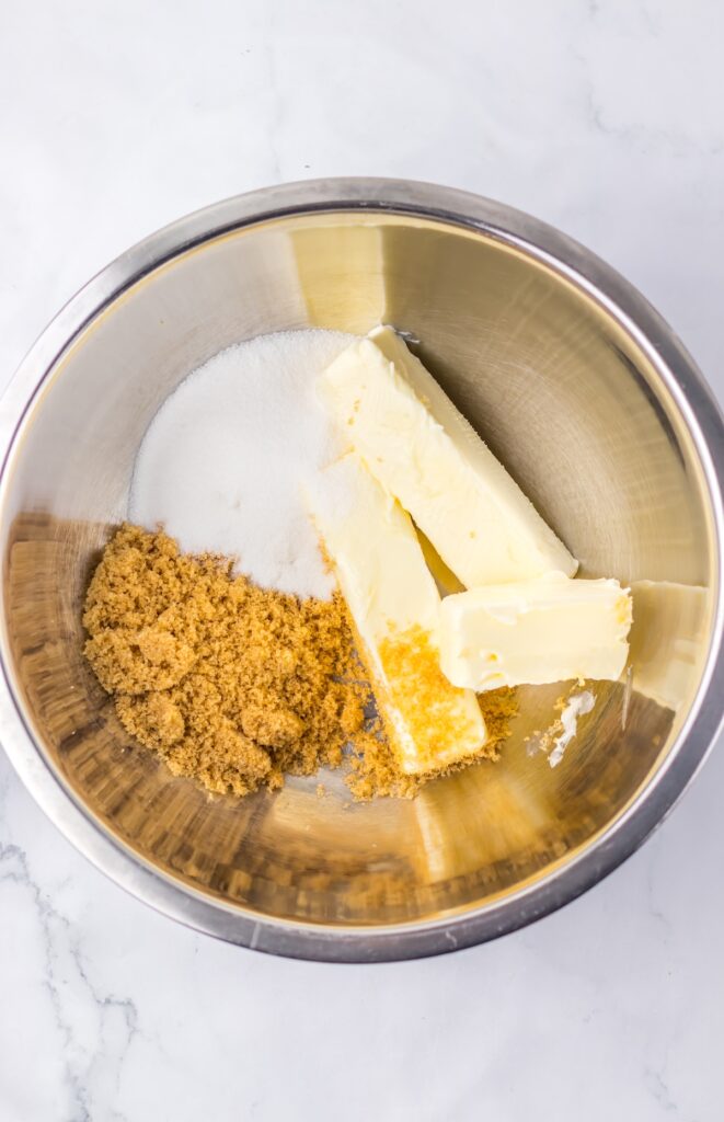 Butter and sugar in a bowl