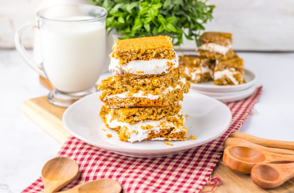 Slices of oatmeal cream pie bars