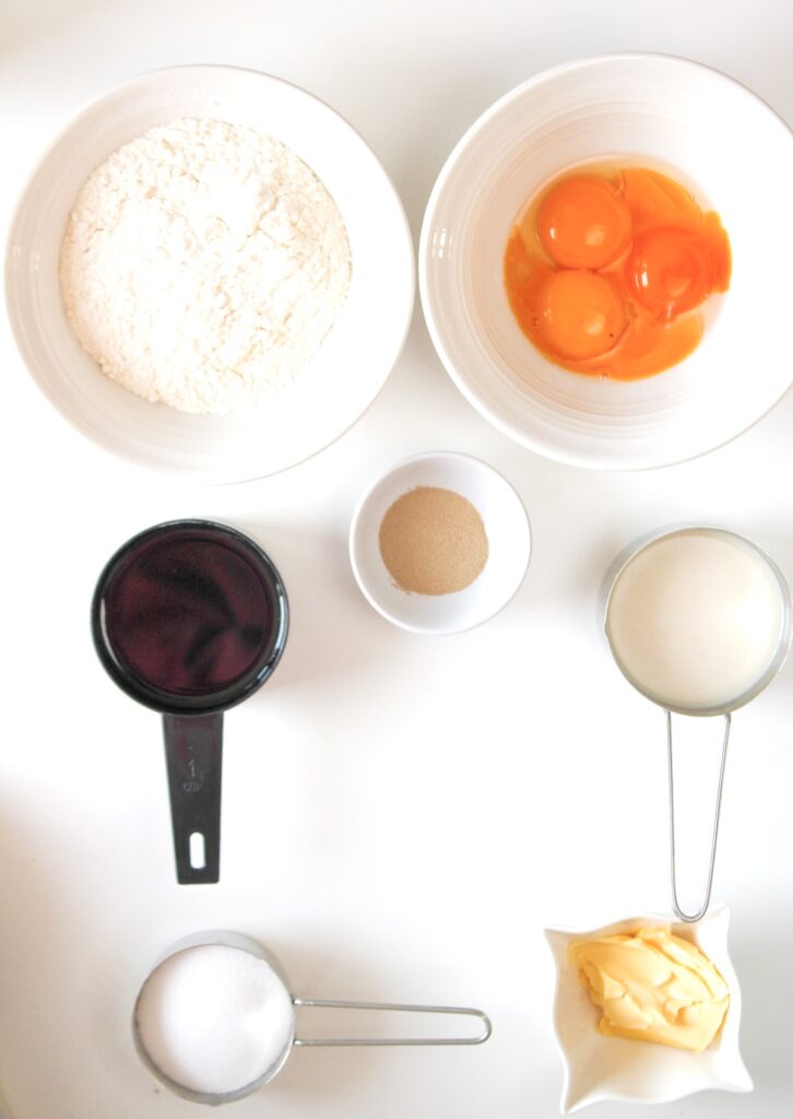 Ingredients needed for Pink Orange home made donuts