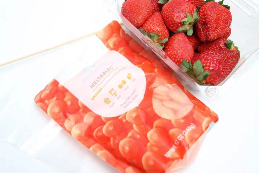 Ingredients needed for strawberry covered carrots