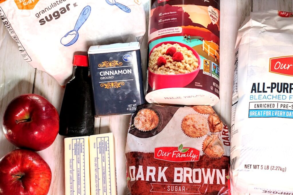 Ingredients needed for apple crisp bars