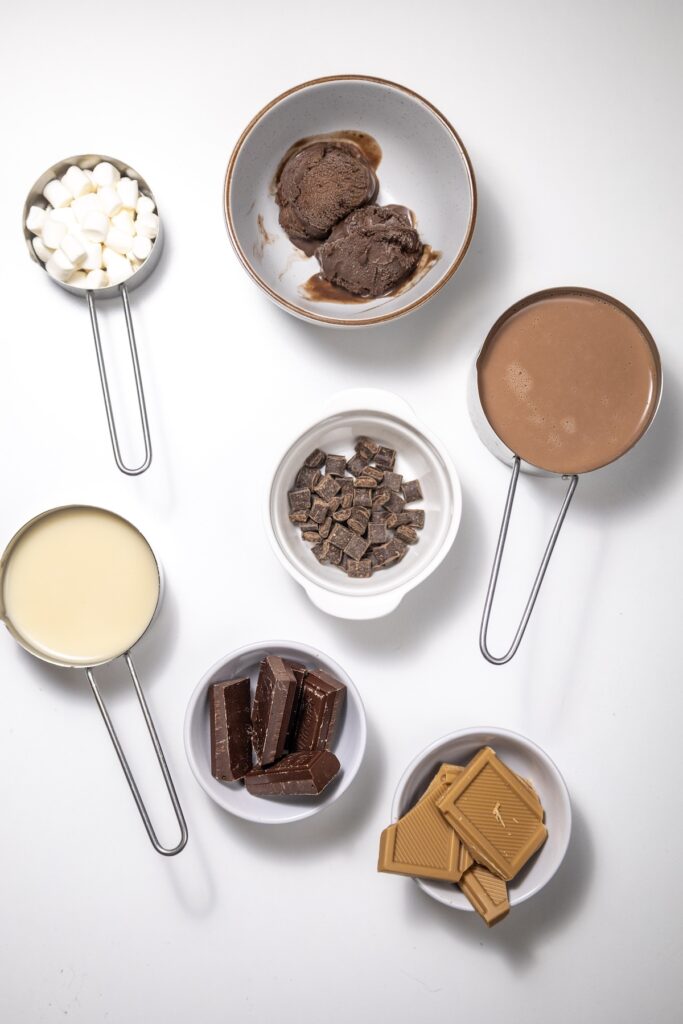 Ingredients needed for chocolate freakshake