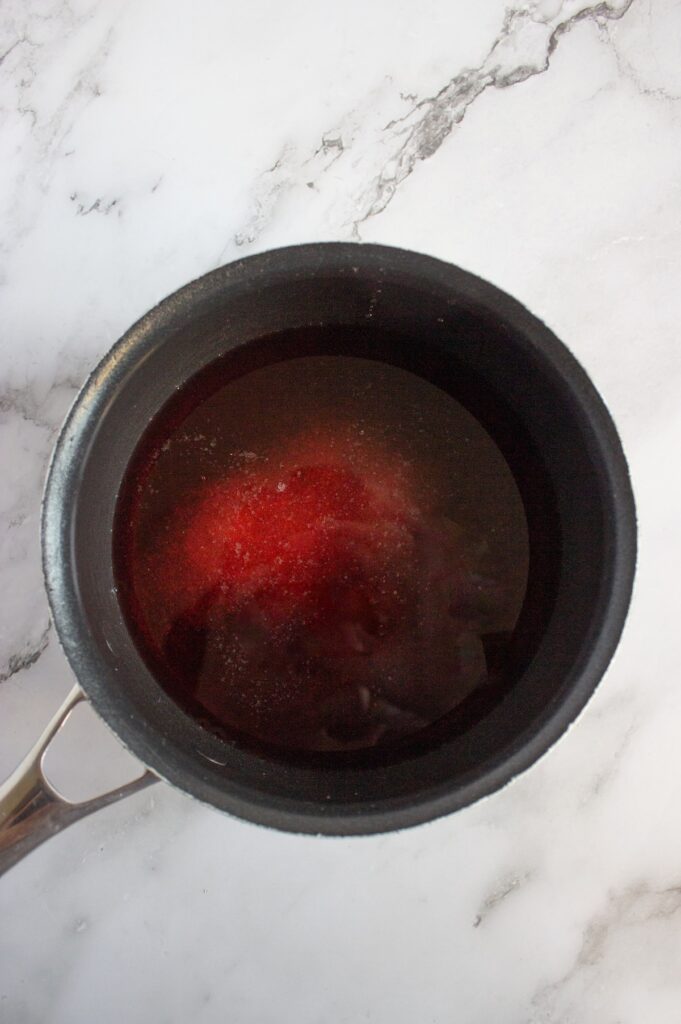 Heating cranberry juice and sugar