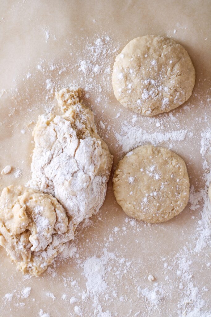 Dough flattened into small circles