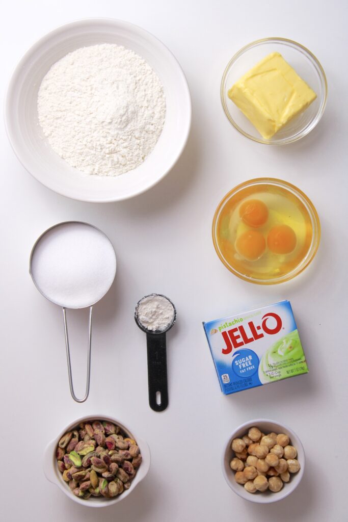 Ingredients needed for pistachio bundt cake