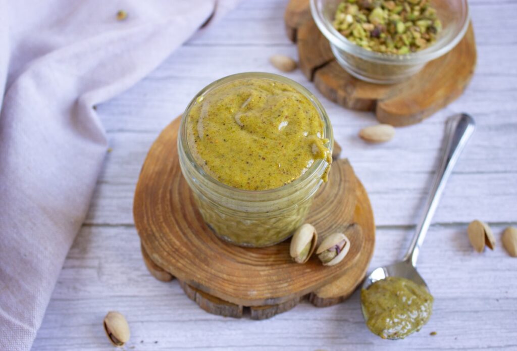 Pistachio cream in a glass