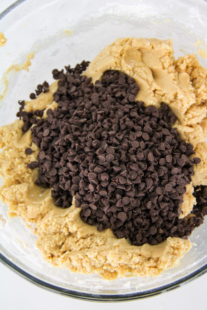 chocolate chips to cookie mixture