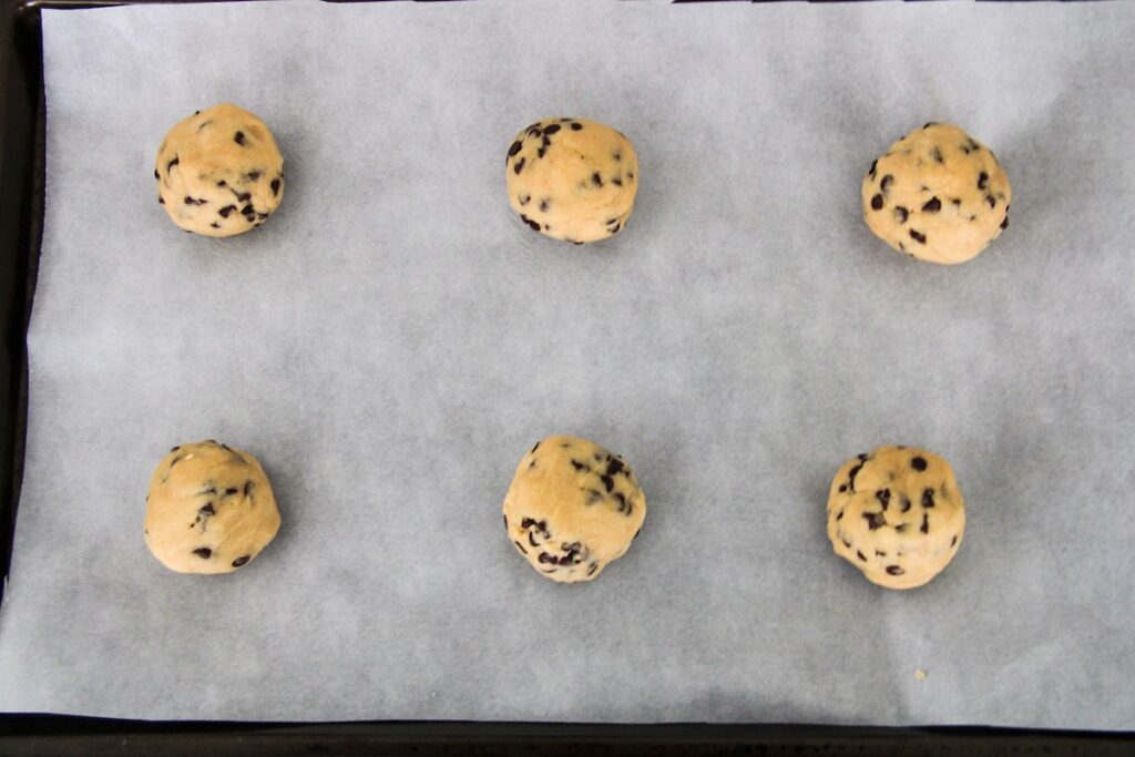 cookie dough in a baking sheet