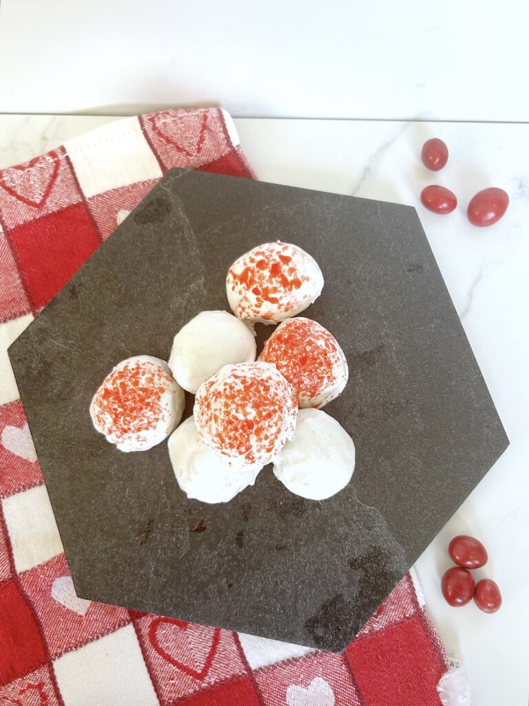Valentine golden oreo balls in a plate