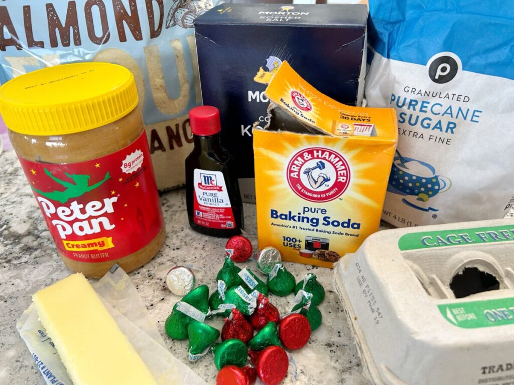 ingredients needed for almond flour peanut butter blossom cookies
