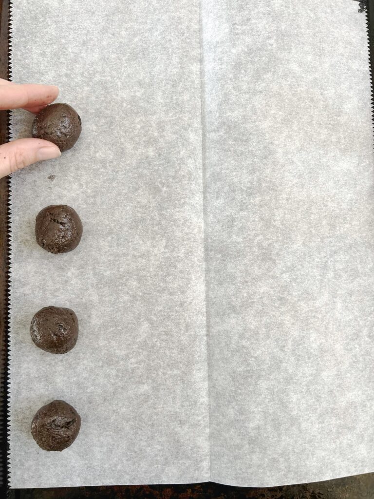 oreo balls in parchment paper