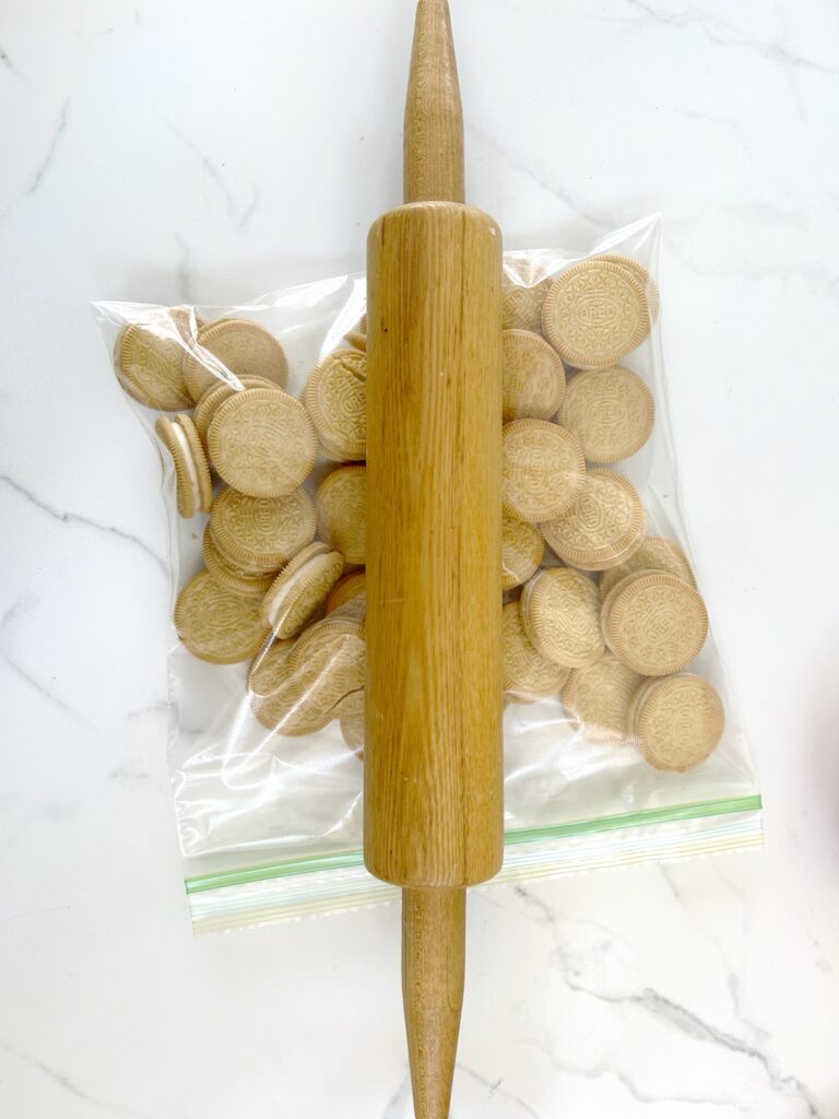 gold oreos inside a ziplock