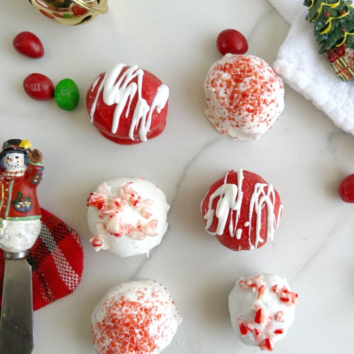 different designs of christmas oreo balls