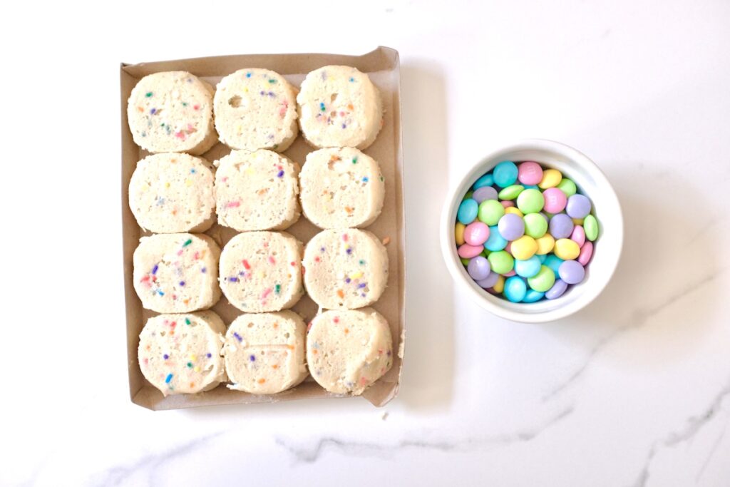 ingredients needed for pretty m&m flower cookies