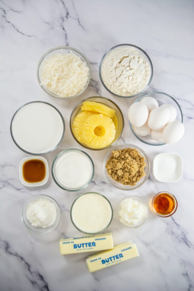 ingredients for pina colada mini tarts