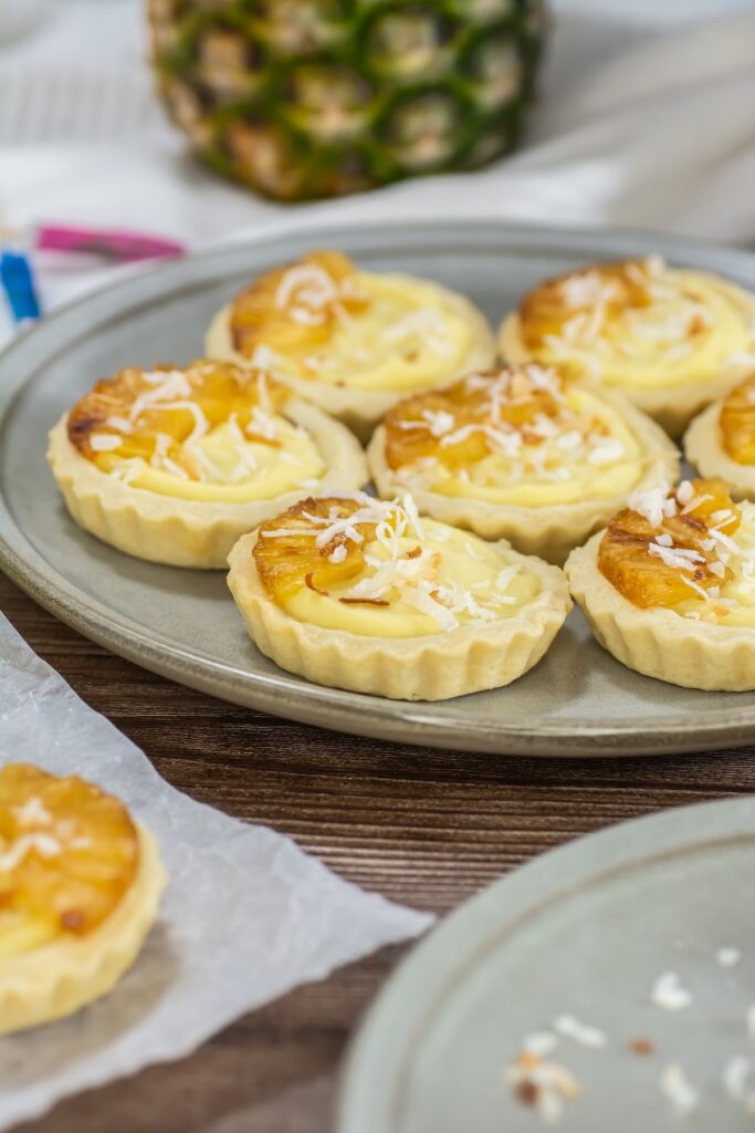 plate of pina colada mini tarts