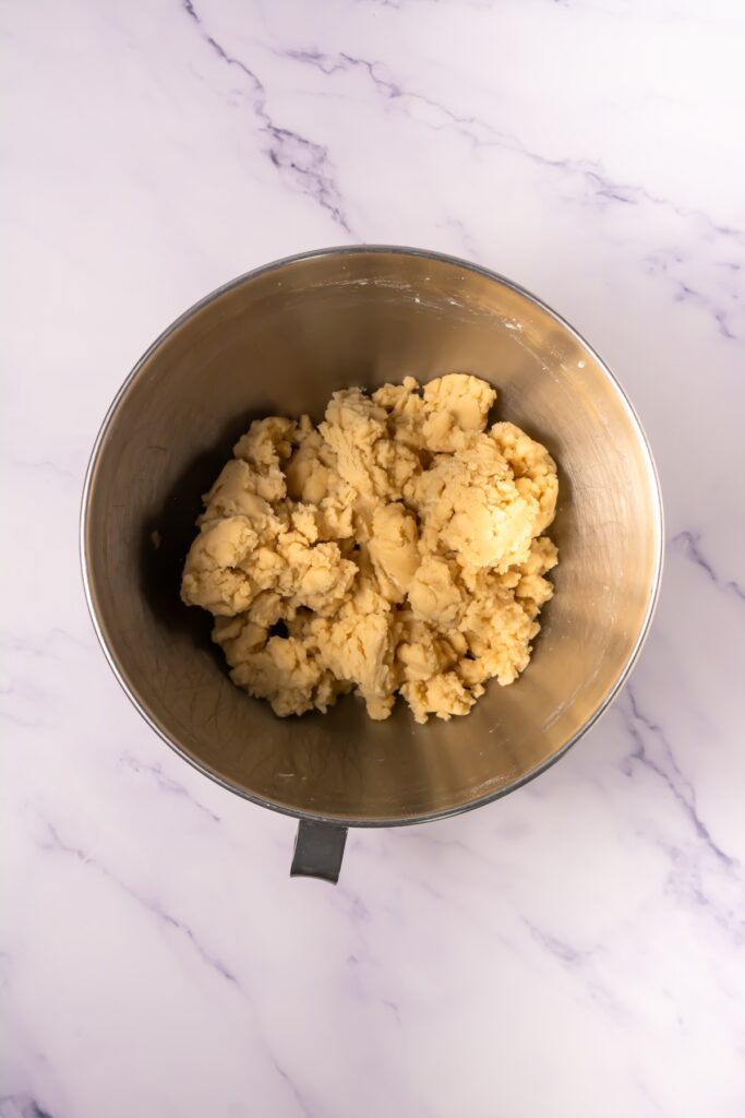 sugar cookie dough in mixing bowl